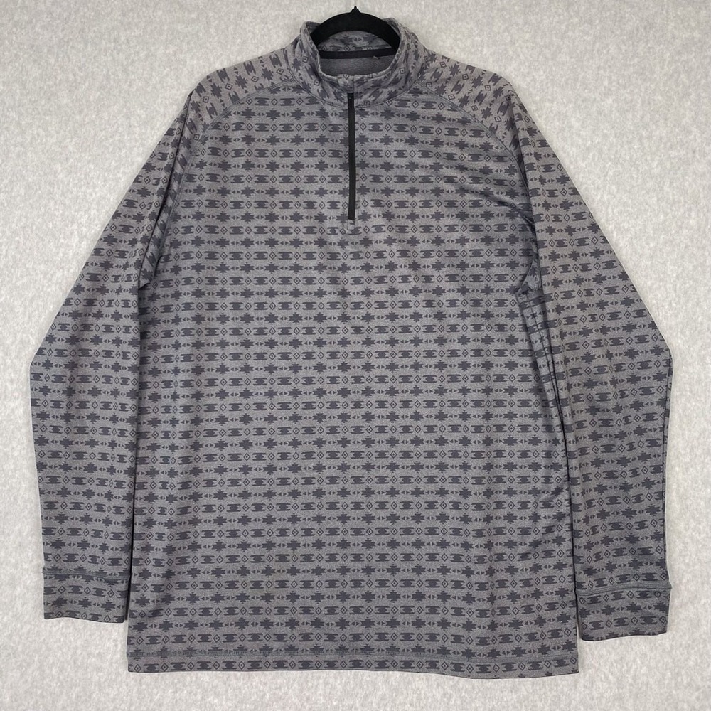 Swannies Shirt Mens XL‎ Grey 1/4 Zip Golf Pullover Aztec All Over Print